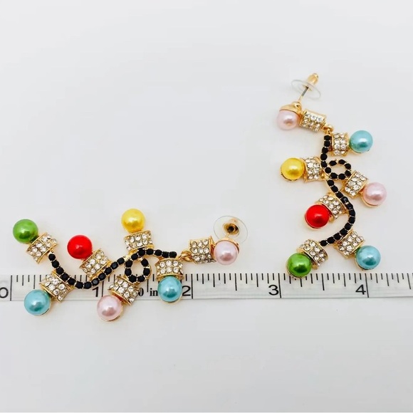 New Christmas Jewelry Rhinestone Colored Light Design Earrings - Picture 3 of 4